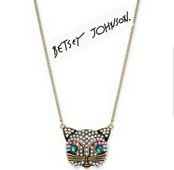 Betsey Johnson Jewelry - Betsey Johnson Kitty Cat Necklace Gold Tone Bling